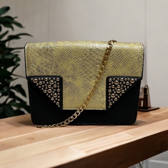 2/$30 Gold And Black Embellished Shoulder Bag with Chain Strap - Picture 1 of 9